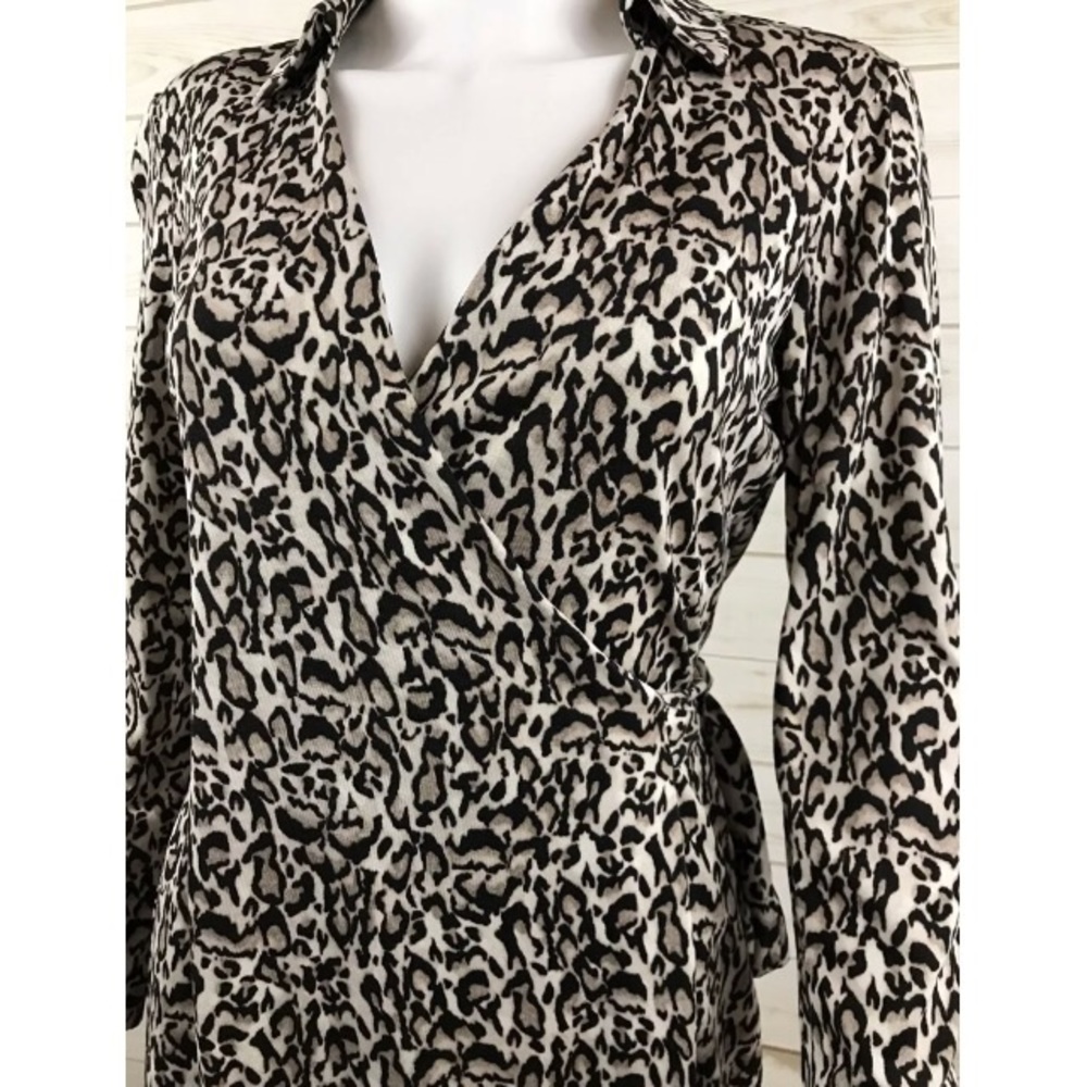 <DVF> Silk Leopard Print Wrap Dress Diane Von - Picture 5 of 7